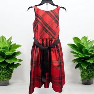 Polo by Ralph Lauren Plaid Taffeta Dress Red Plaid Fit and Flare Big Girl's 16